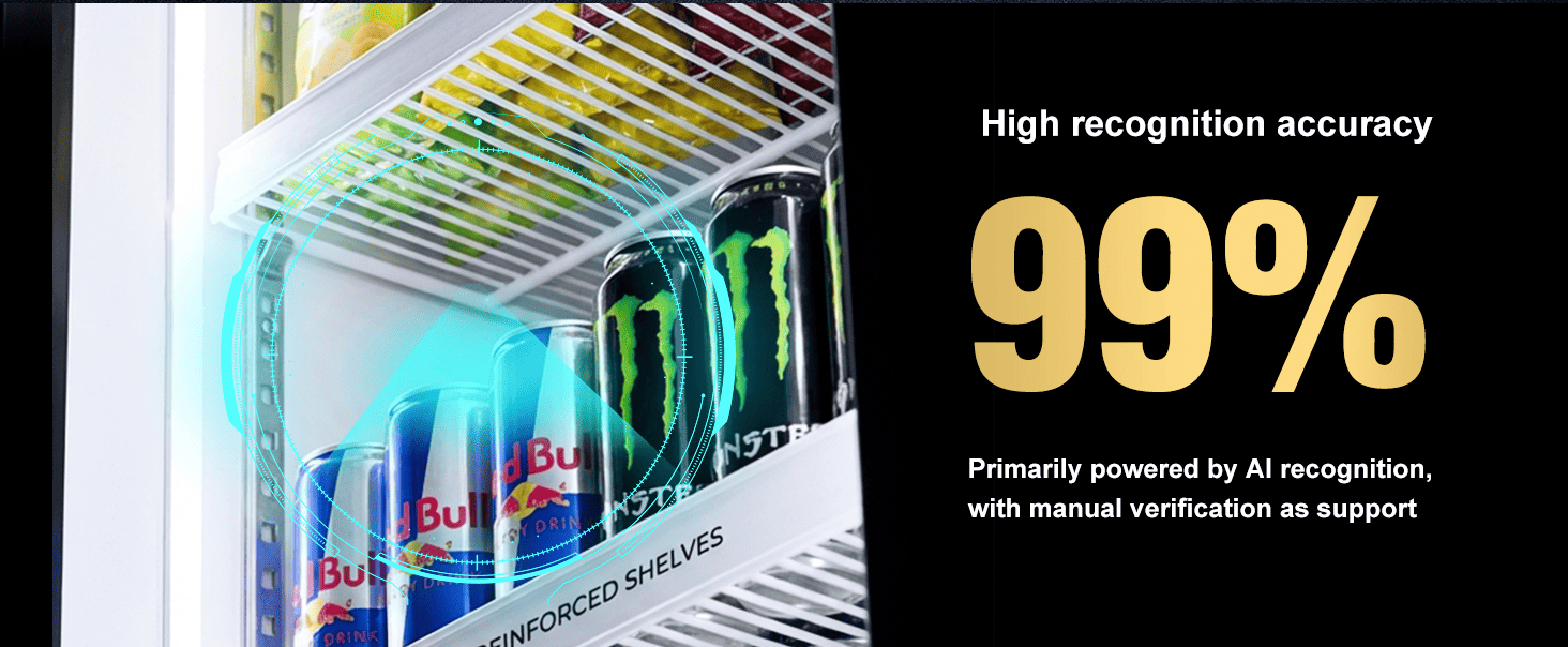 AFEN Smart Cooler AI Vending Machine AI Recognition Accuracy 99% recognition accuracy via dual-camera AI vision fo grab-and-go precise billing and loss prevention